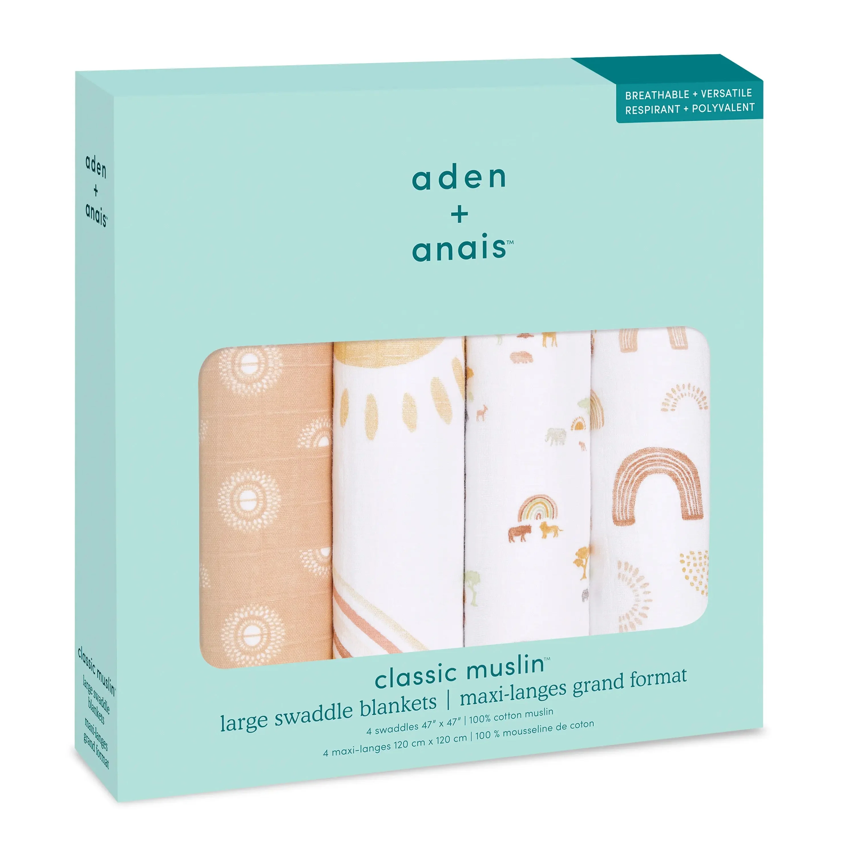 Aden + Anais - Premium Collection - Cotton Muslin Swaddles - 4 Pack - Image 3