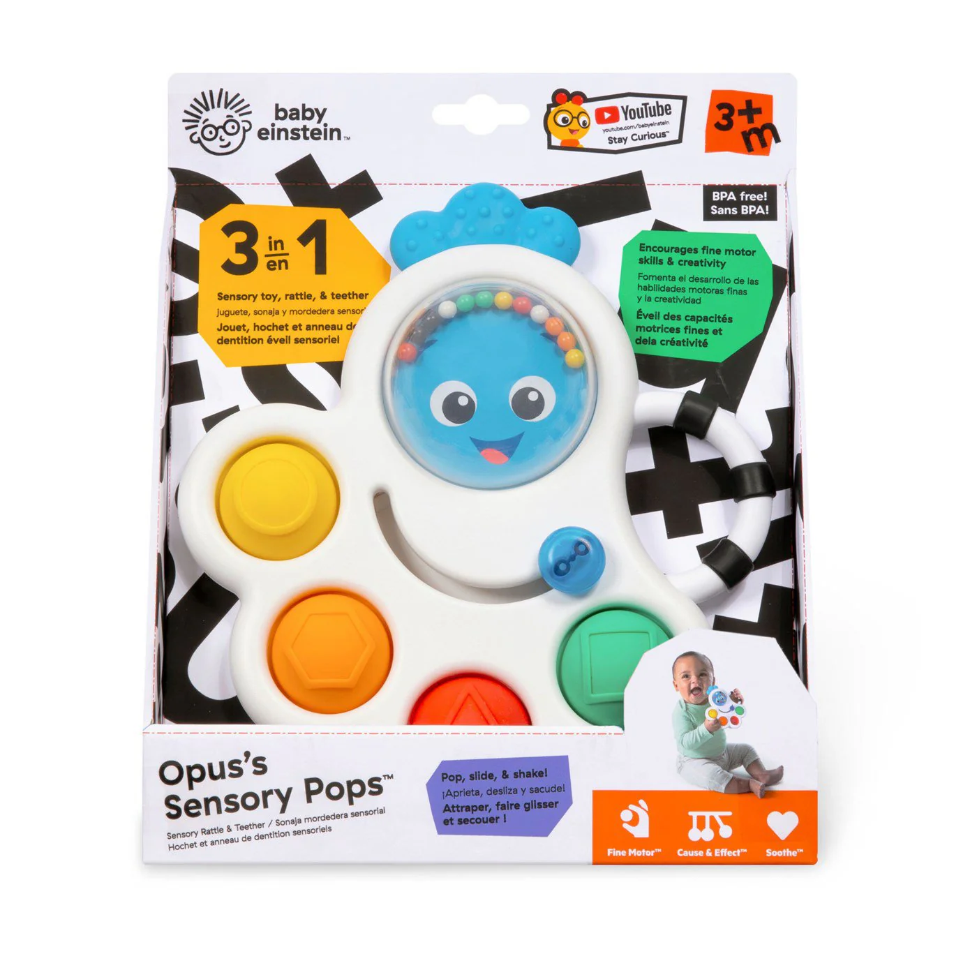 Baby Einstein - Opus’s Shape Pops™ Sensory Rattle & Teether - Image 5