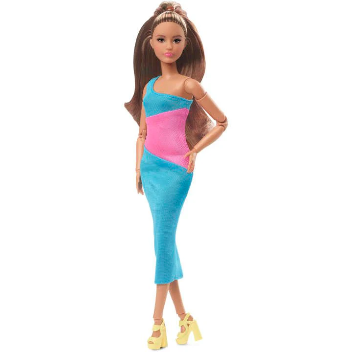 Barbie - Barbie Looks Doll - Brunette with Color Block Midi Dress