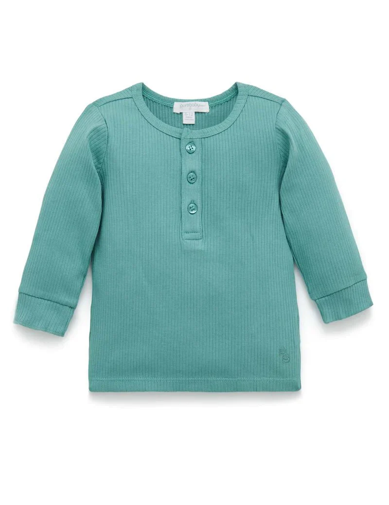 Purebaby - Organic Ribbed Henley Tee - Image 3
