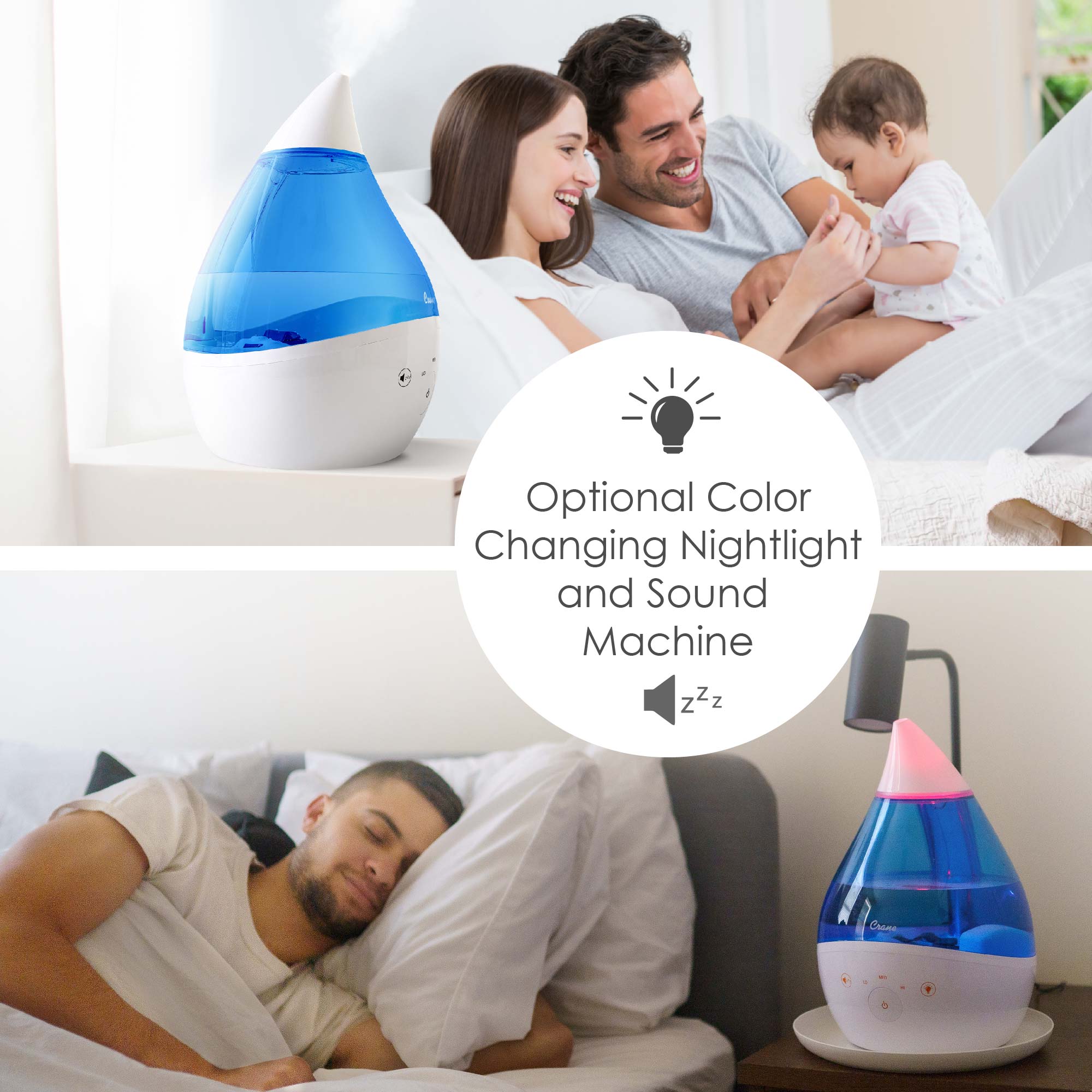 Crane - 4 in 1 Cool-Mist Humidifier with Aroma Tray & Sound Machine 1 Gal. - Image 6