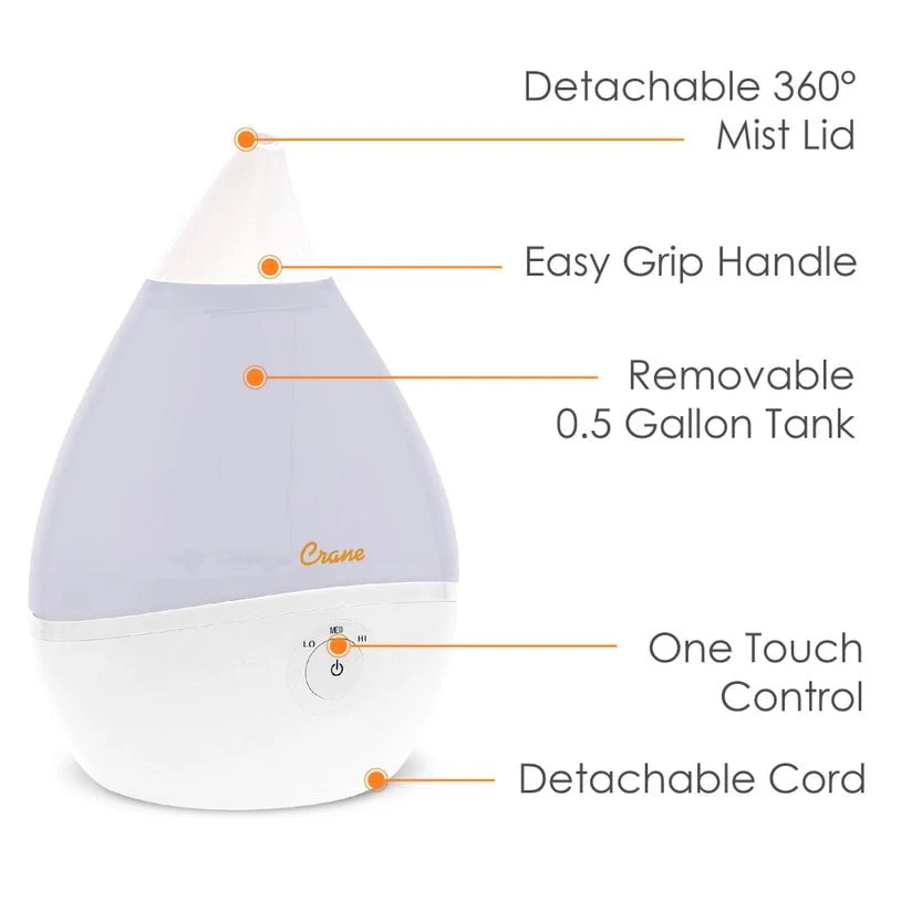 Crane Baby - Droplet Ultrasonic Cool Mist Humidifier - 0.5 Gallon - Image 2