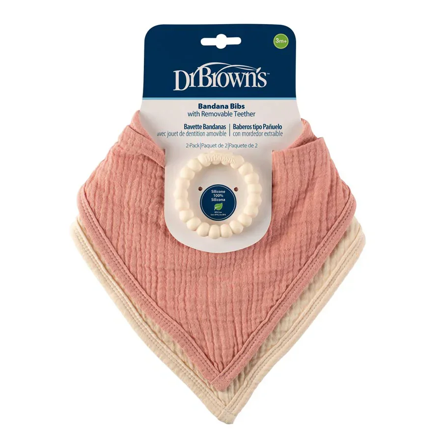 Dr.Brown's - Muslin Bandana Bibs with Flexees Beaded Teether Ring (2 Pack) - Image 2