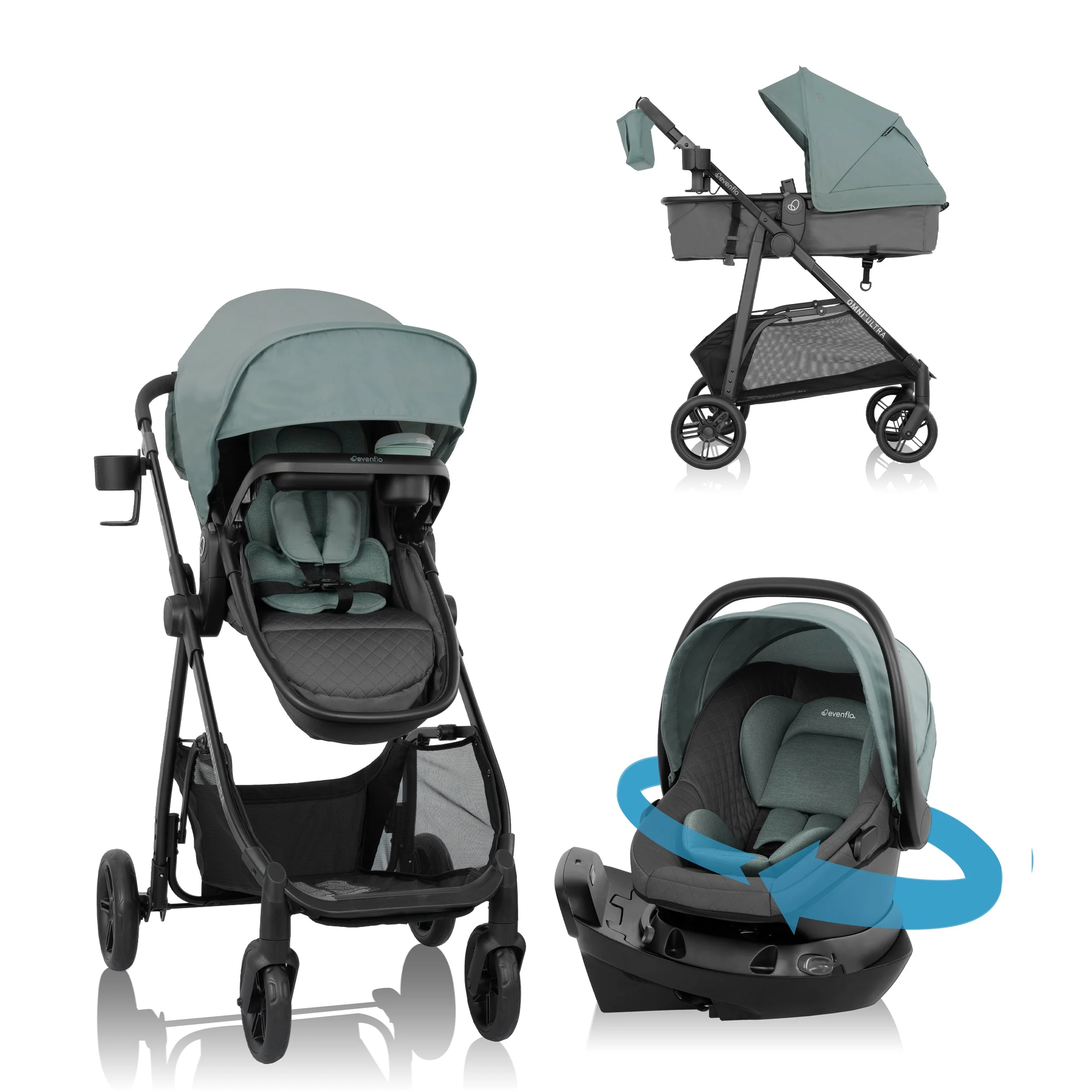 Evenflo - Omni Ultra Travel System w/ Revolve180 LiteMax NXT Rotational Infant Car Seat - Image 2