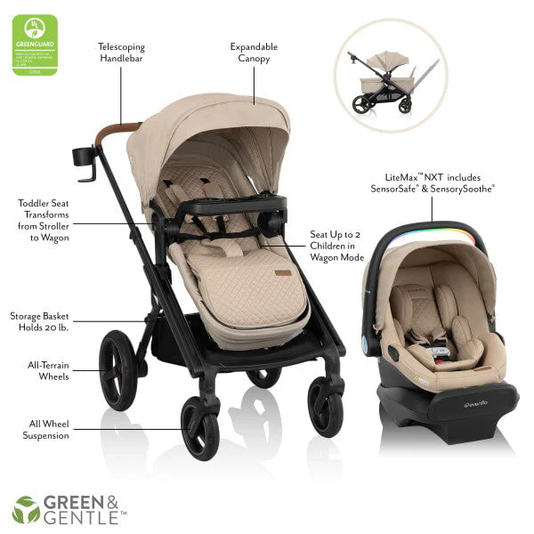 Evenflo - Transformer Stroller to Wagon Travel System + LiteMax NXT Infant Car Seat with SensorySoothe - Image 5