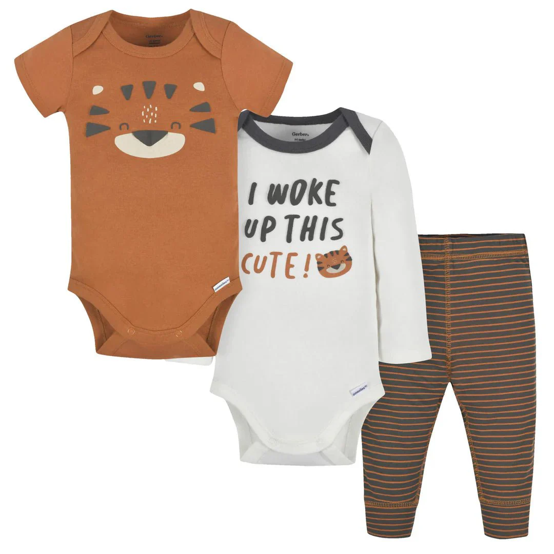 Gerber - Baby Boys Tiger Onesies Bodysuits and Pants Set