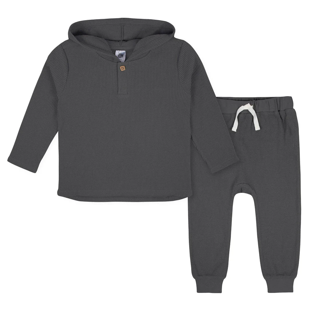 Gerber - Baby Boys Waffle Knit Hoodie & Jogger Set - Image 5