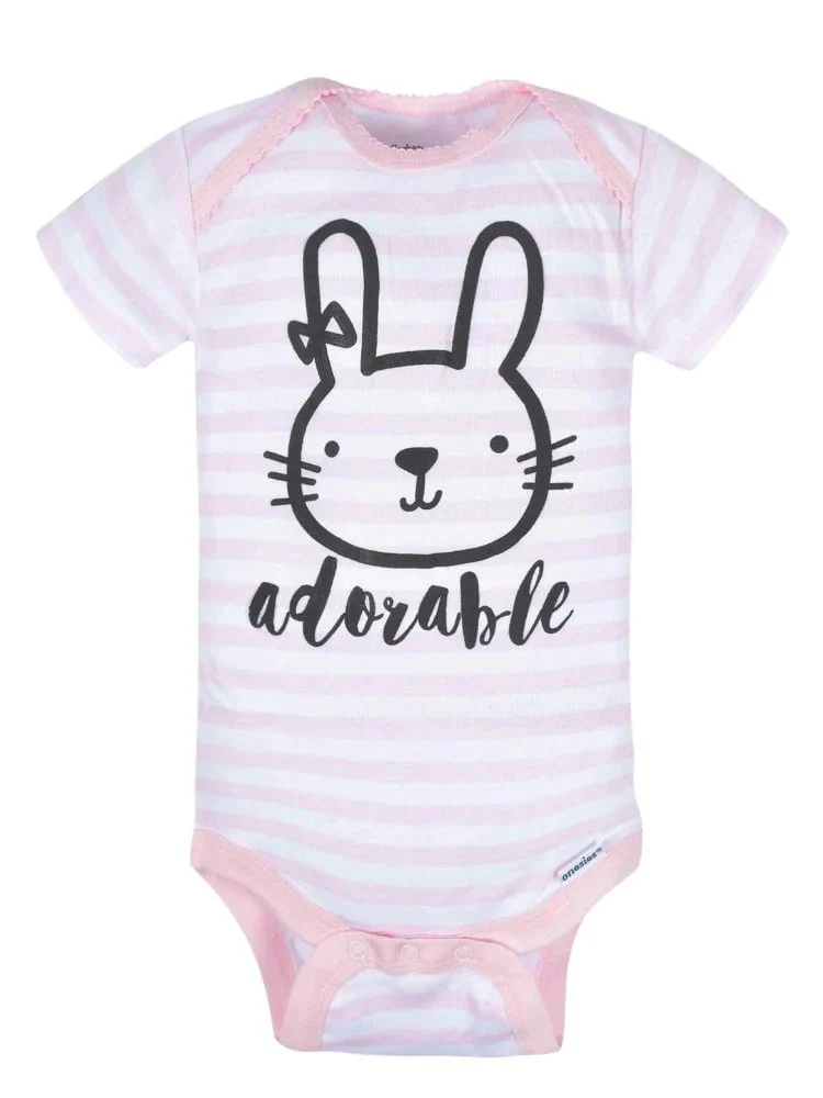 Gerber - Baby Girl Bunny Onesies Bodysuit - 8 Pack - Image 9