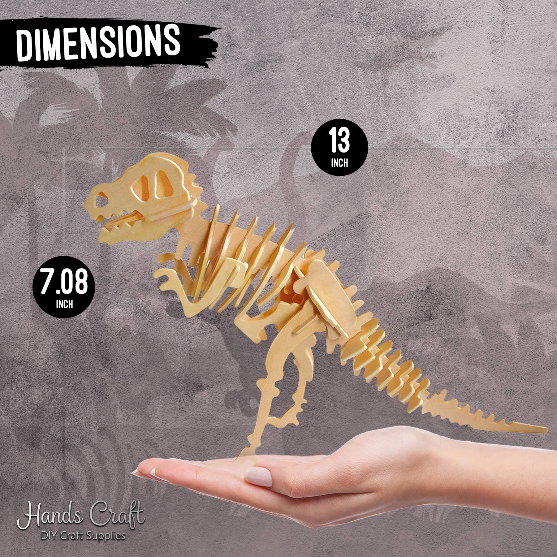 Hands Craft - 3D Wooden Dinosaur Puzzle Set (6 pack) - Image 4