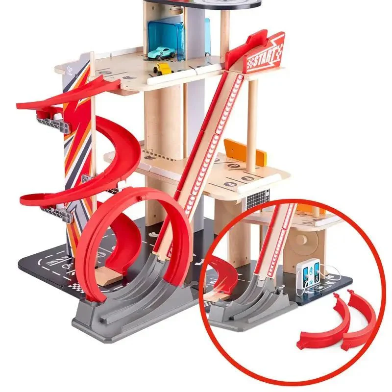 Hape - Gearhead Stunt Garage with High Rise Car Parking Lot - Image 2