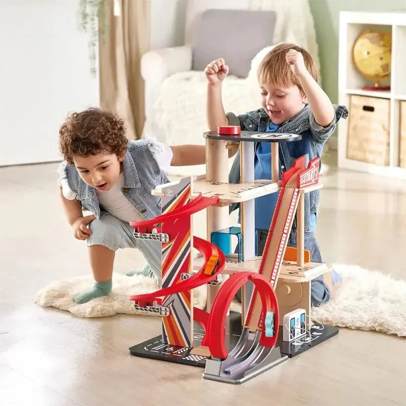 Hape - Gearhead Stunt Garage with High Rise Car Parking Lot - Image 4