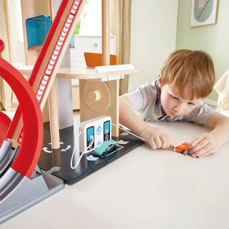 Hape - Gearhead Stunt Garage with High Rise Car Parking Lot - Image 5