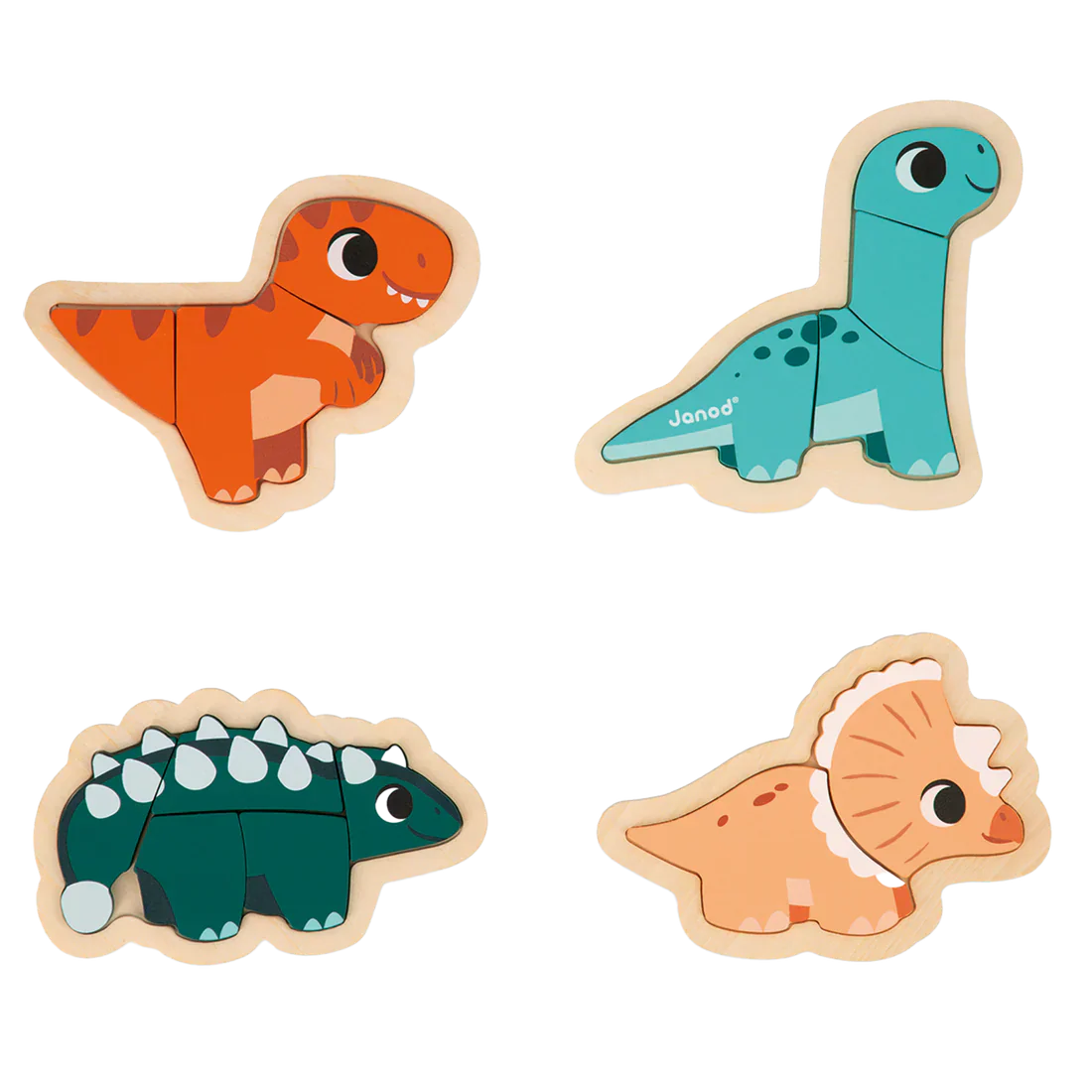 Janod - Dino: 4 Progressive Difficulty Puzzle (2-3-4-5pcs) - Image 2