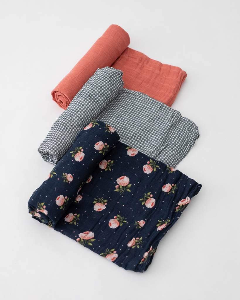 Little Unicorn - Cotton Muslin Swaddle 3pk - Midnight rose - Image 2