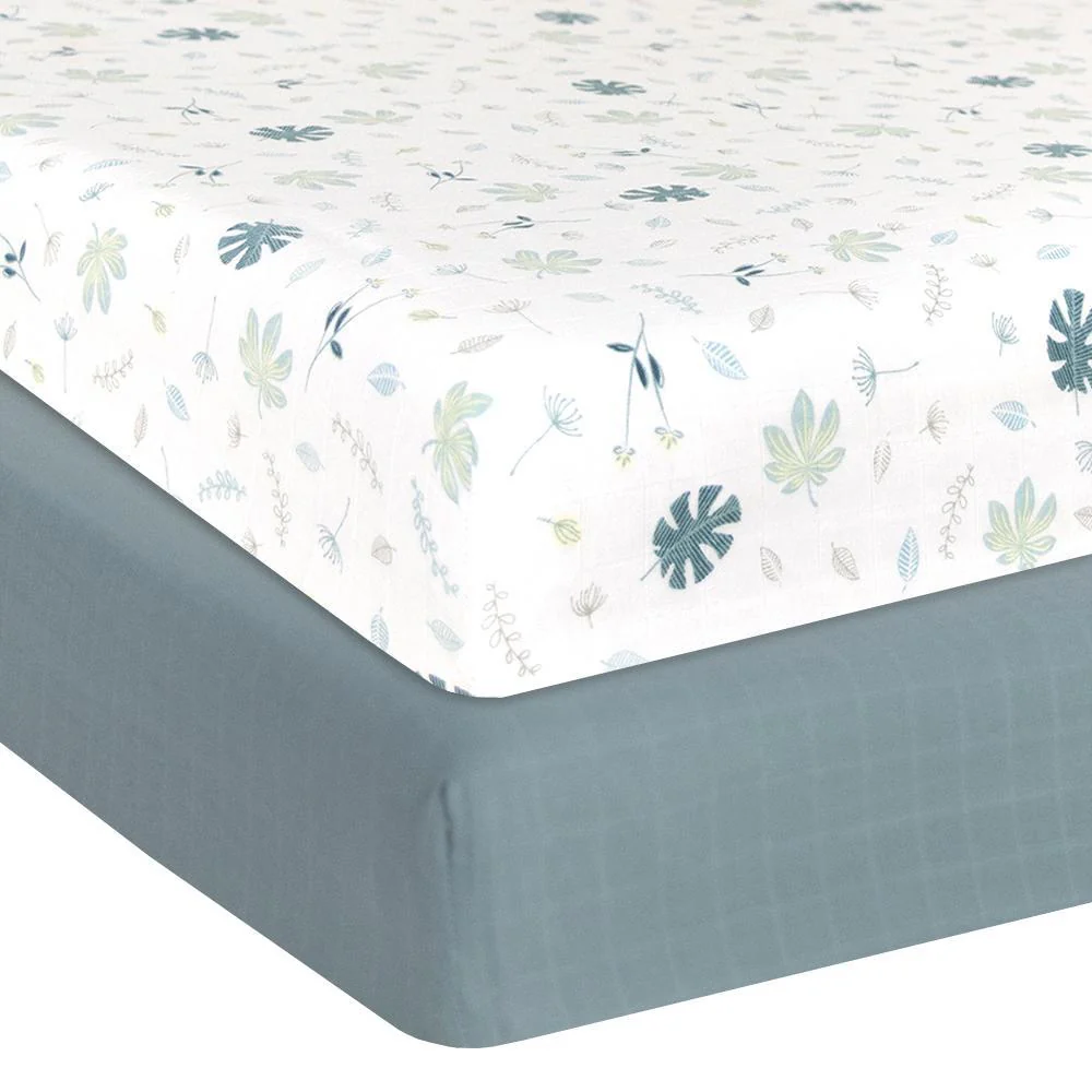 Living Textiles - Organic Muslin Fitted Crib Sheet (2 pk)