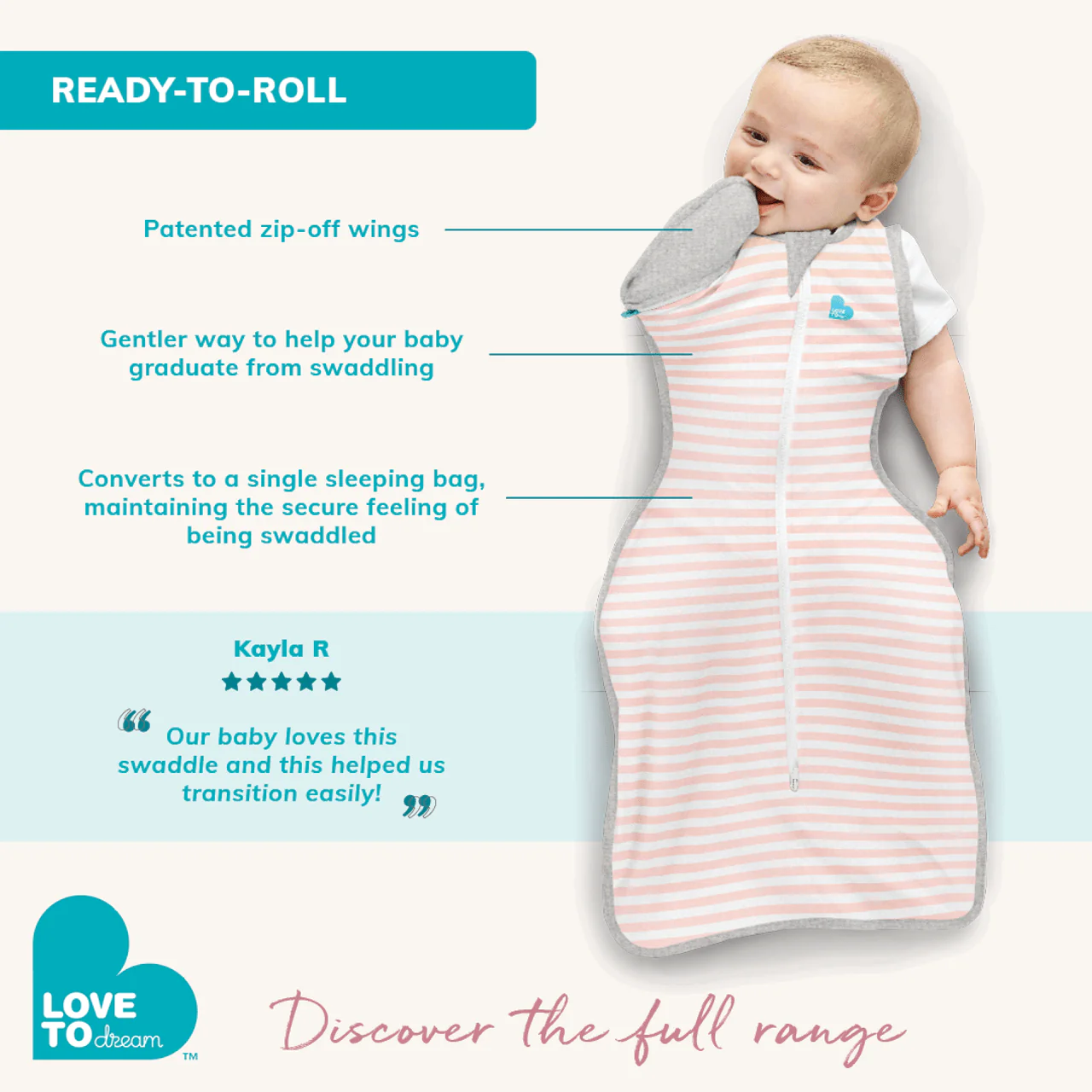 Love to Dream - Swaddle Up - Transition Sleep Bag - (2.5 Tog) - Image 4
