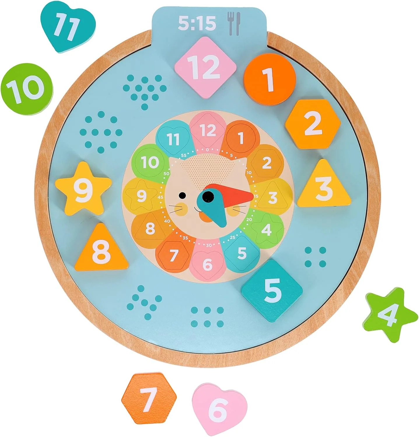 Multi-Language + Counting + Colors Wooden Learning Clock - Image 5