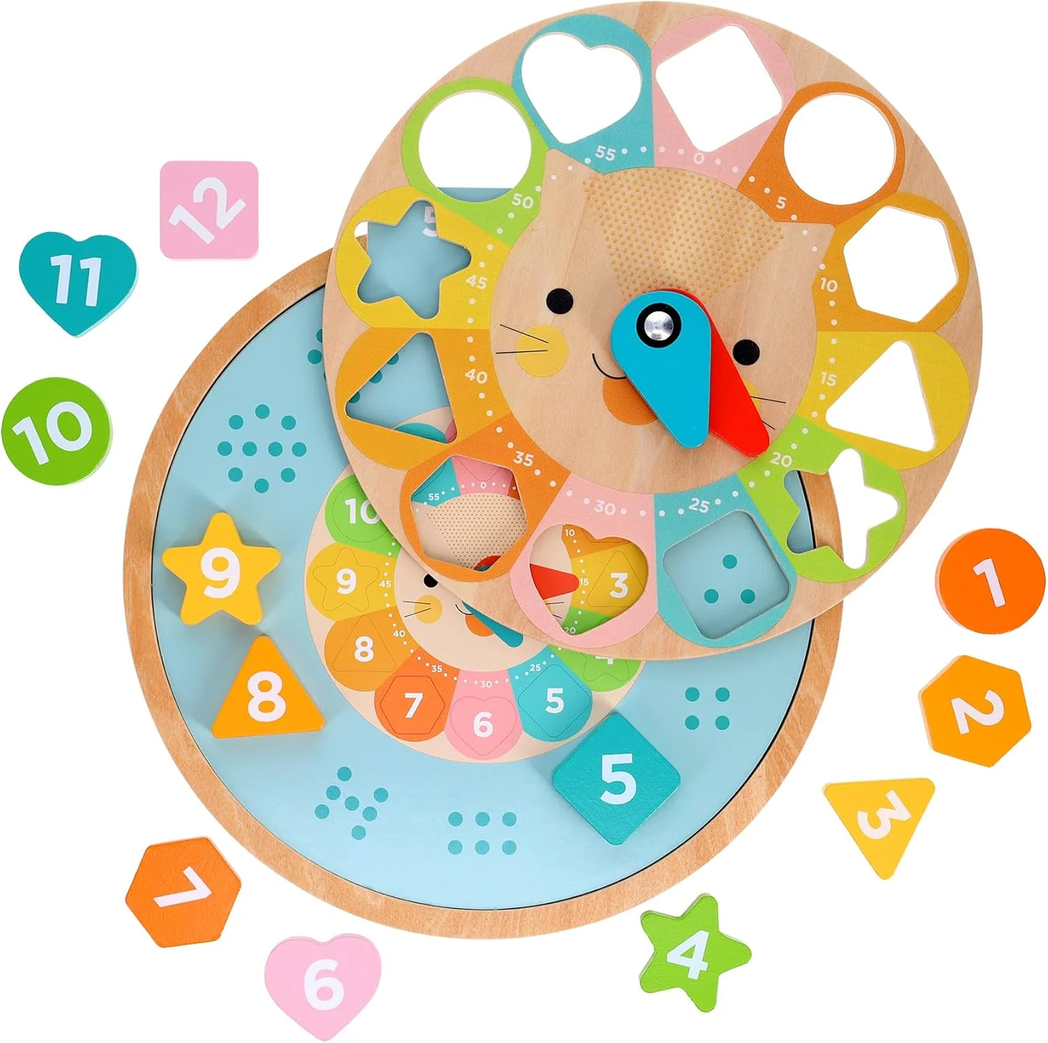 Multi-Language + Counting + Colors Wooden Learning Clock - Image 6