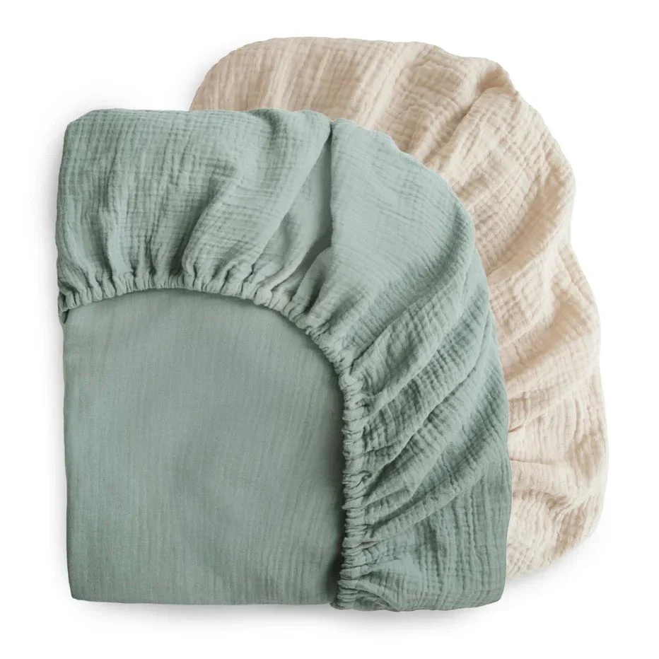 Mushie - Extra Soft Muslin Crib Sheet - 2 Pack - Image 4