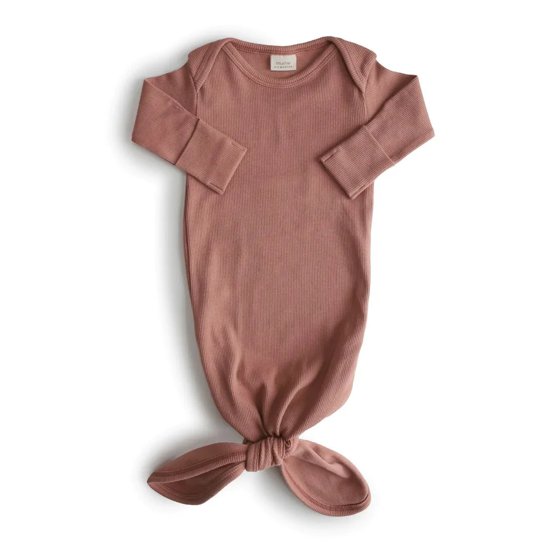 Mushie - Ribbed Knotted Baby Gown - Image 3
