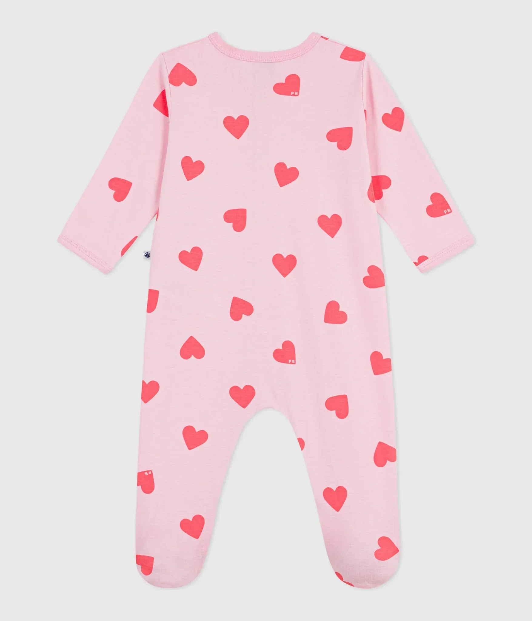 Petit Bateau - Front Snap Footie - Heart Print - Image 2