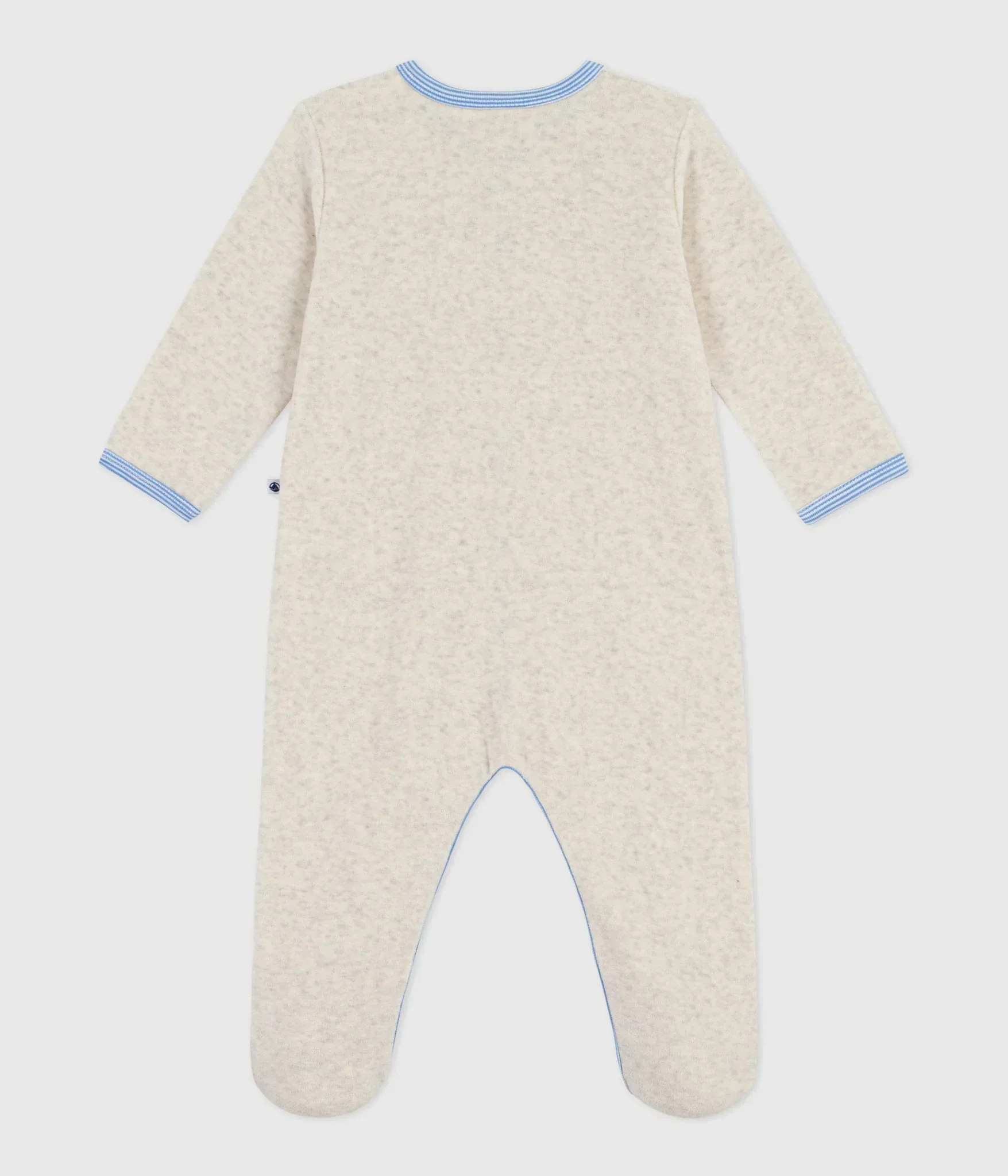 Petit Bateau - Velour Front Snap Baby Footie - Amour - Image 2