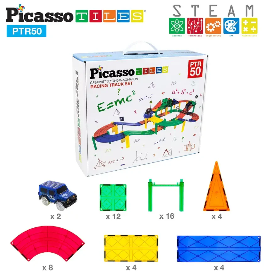 PicassoTiles - 50 pc Race Track Building Blocks - Image 5