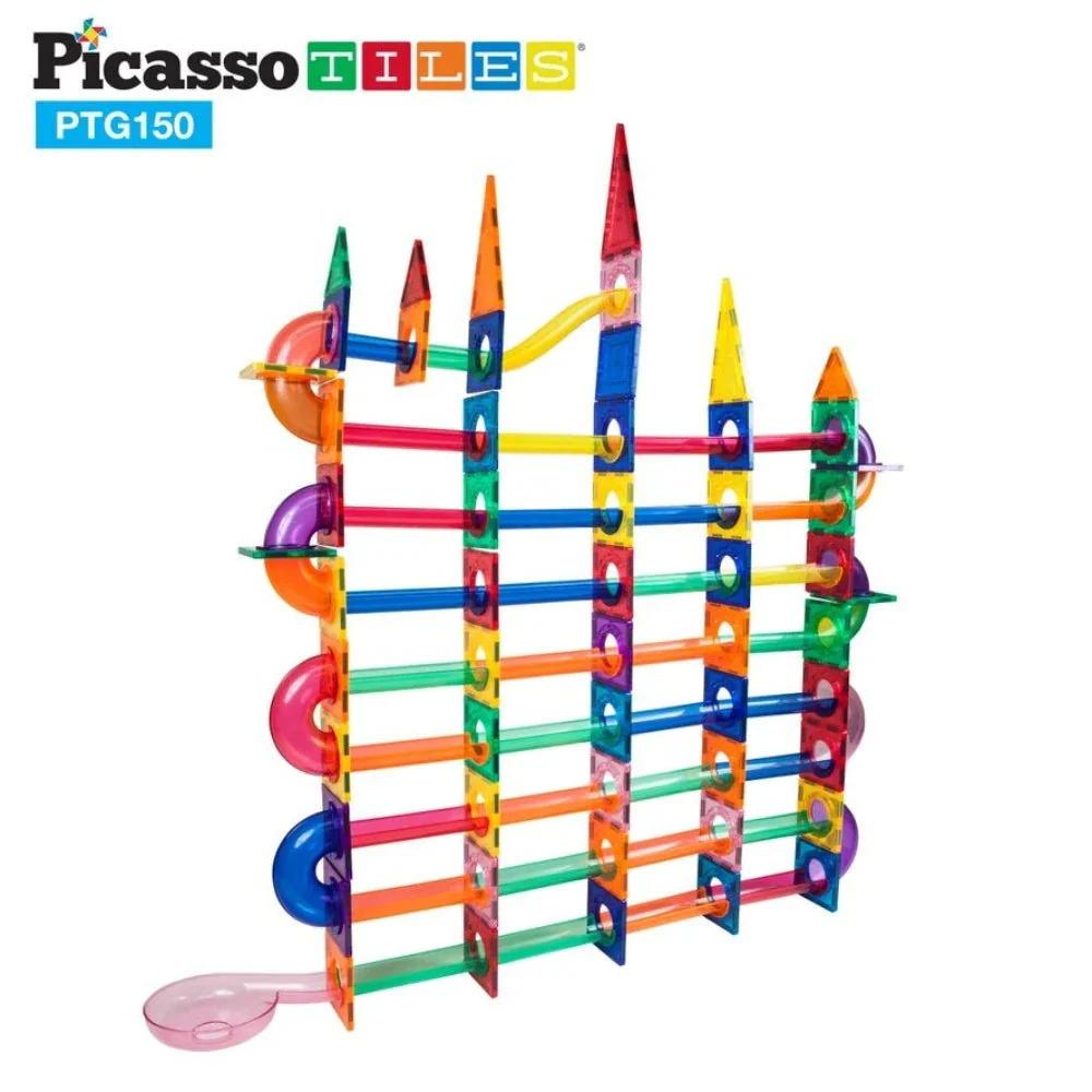 PicassoTiles - Magnetic Marble Run Track (50-150 Pieces) - Image 4