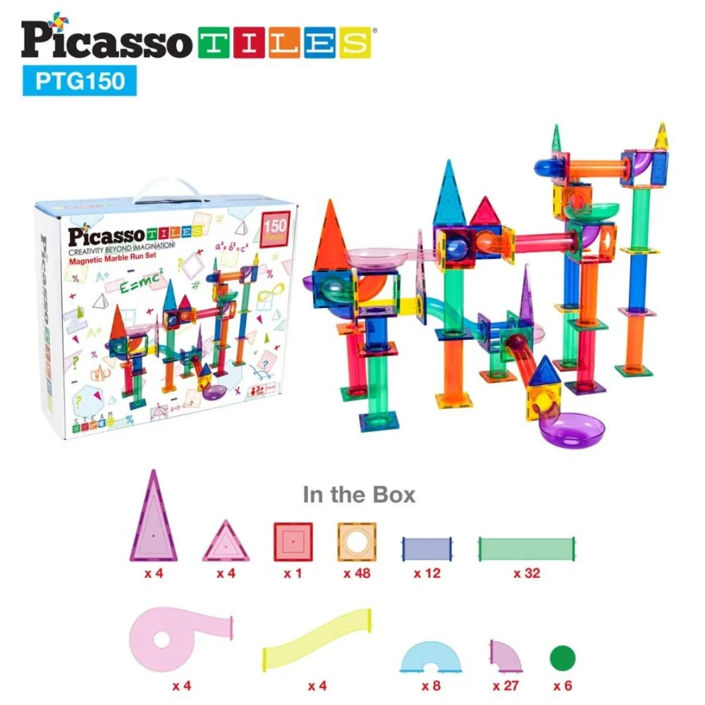 PicassoTiles - Magnetic Marble Run Track (50-150 Pieces) - Image 5
