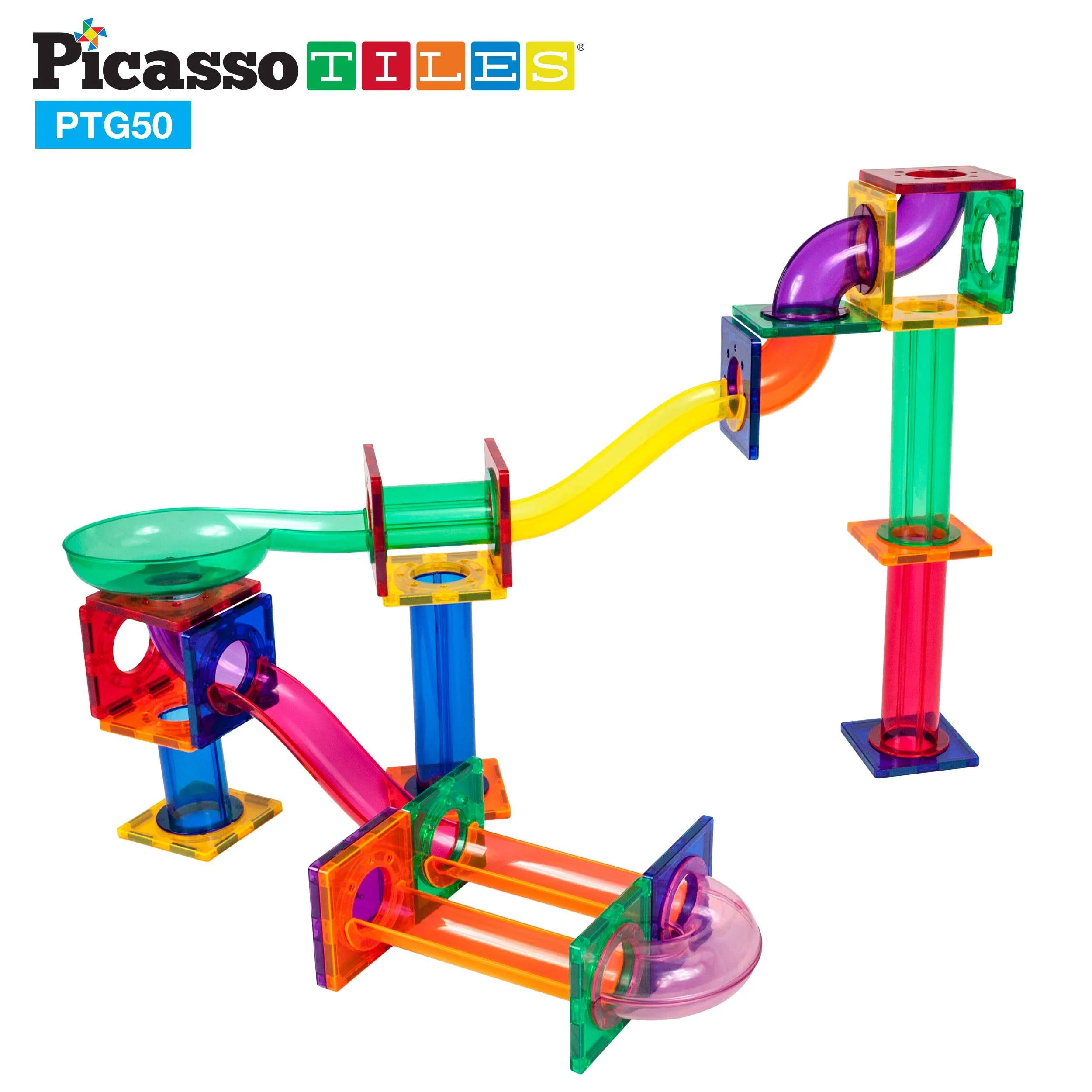 PicassoTiles - Marble Run Magnetic Building Block Set 50 pc