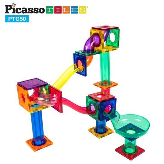 PicassoTiles - Marble Run Magnetic Building Block Set 50 pc - Image 2
