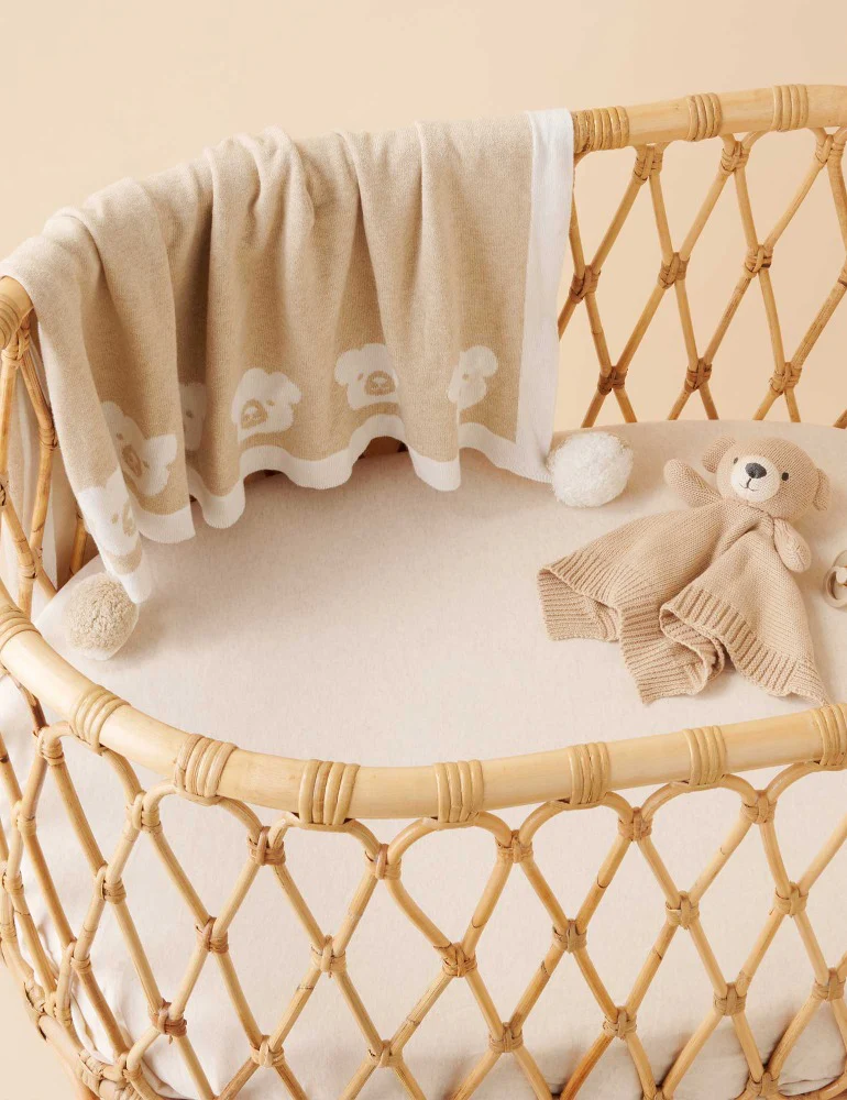 Purebaby - 100% Organic Cotton - Reversible Pom Pom Blanket - Image 13