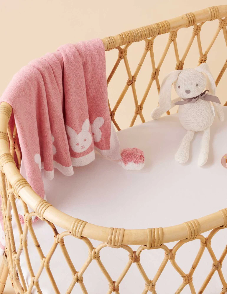 Purebaby - 100% Organic Cotton - Reversible Pom Pom Blanket - Image 6