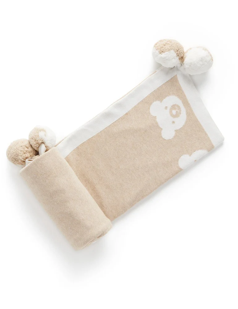 Purebaby - 100% Organic Cotton - Reversible Pom Pom Blanket - Image 8