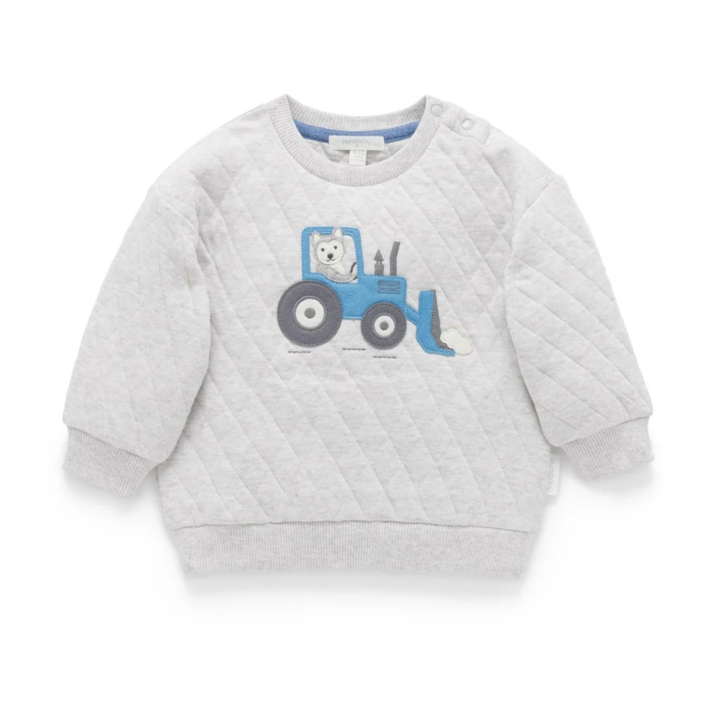 Purebaby - Quilted Slouchy Pullover - Snow Plow