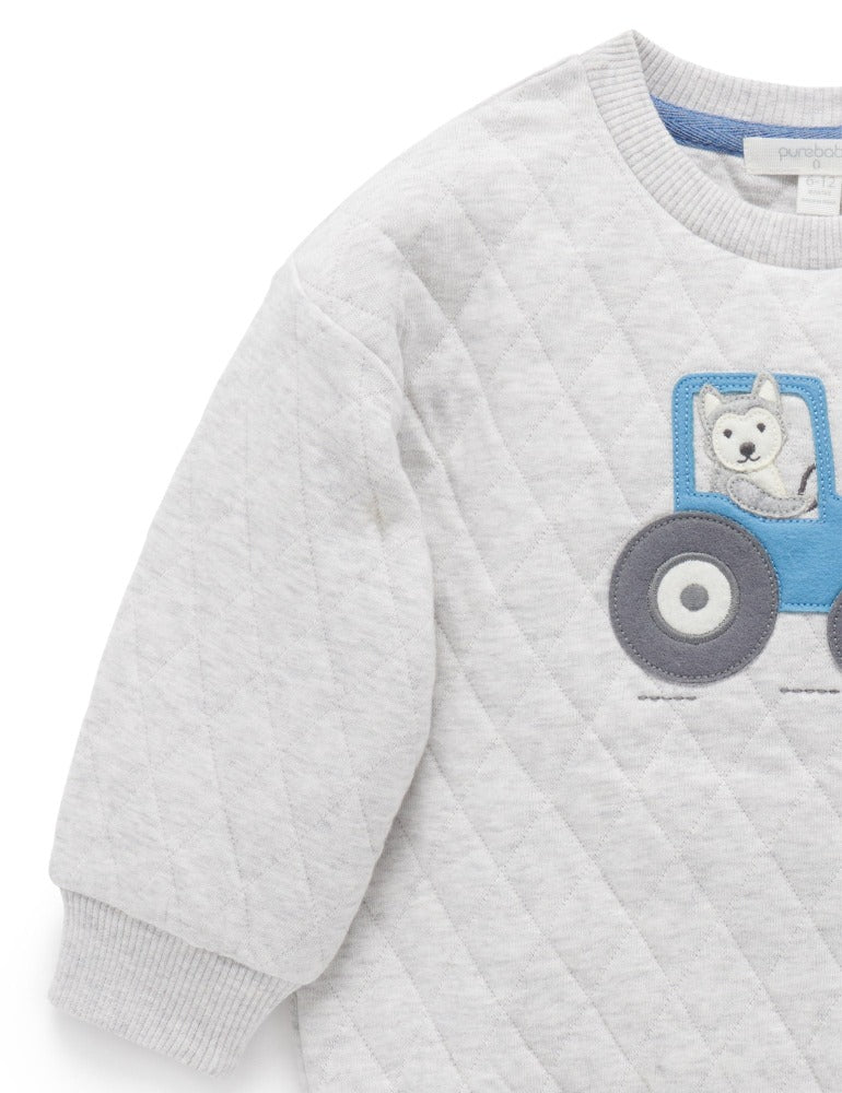 Purebaby - Quilted Slouchy Pullover - Snow Plow - Image 4