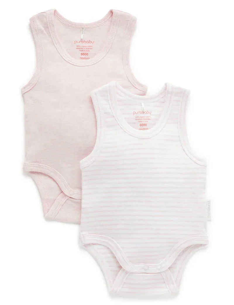 Purebaby - Organic Cotton Ribbed Sleeveless Undershirt (2 pack) - Image 2
