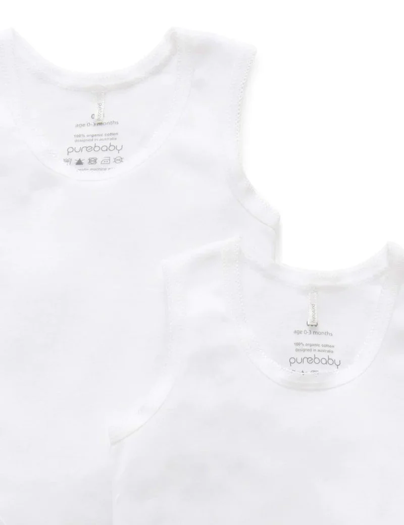 Purebaby - Organic Cotton Ribbed Sleeveless Undershirt (2 pack) - Image 5