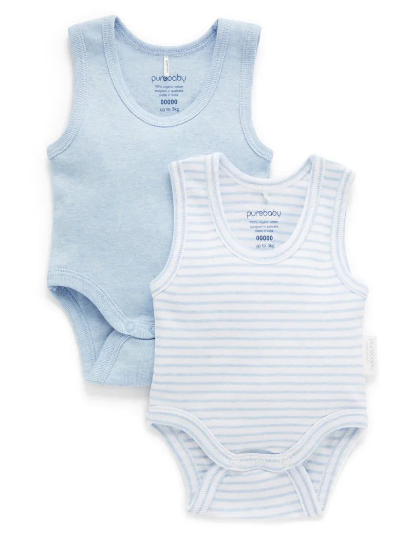 Purebaby - Organic Cotton Ribbed Sleeveless Undershirt (2 pack) - Image 7