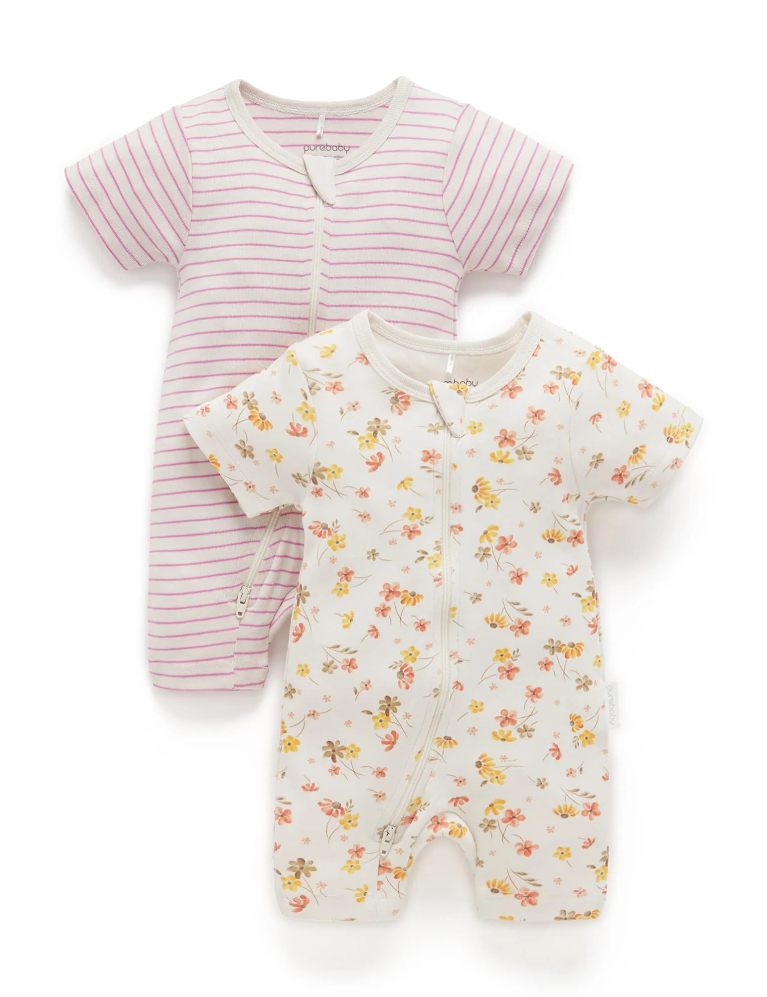 Purebaby - Zippered Romper - 2 Pack - Image 4