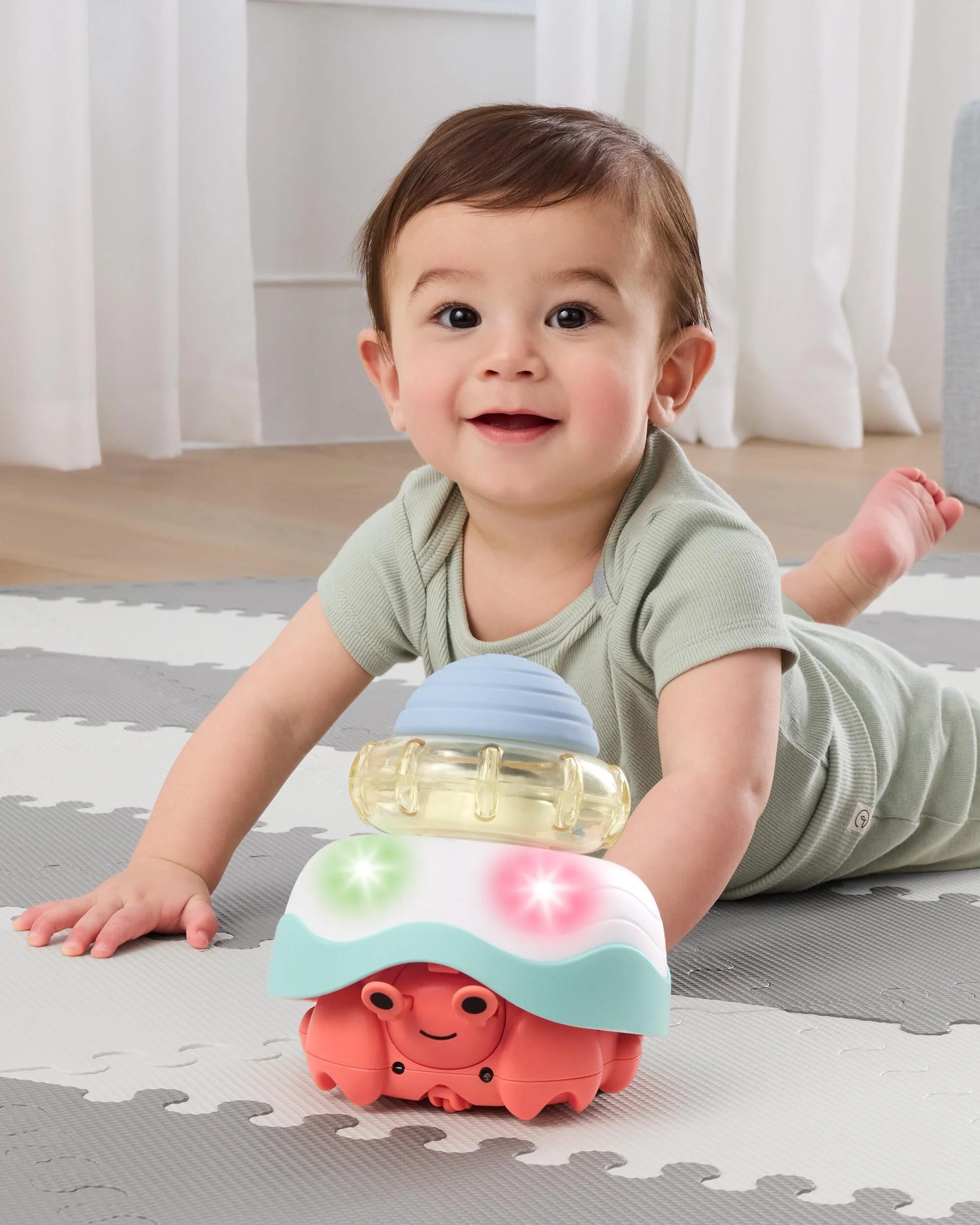 Skip Hop - Baby Stack & Crawl 4-in-1 Crab Baby Crawl Toy - Image 5