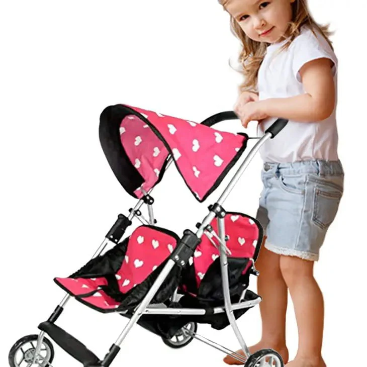 The New York Doll Collection - Twin Stroller with Basket and Hood - Image 3
