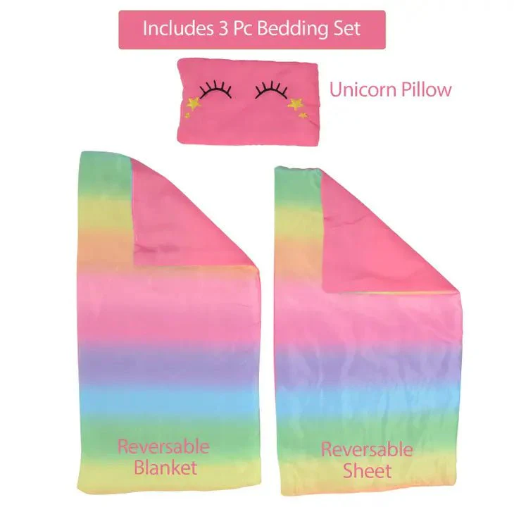 The New York Doll Collection - Wooden Doll Bed Set - Rainbow Unicorn - Image 4