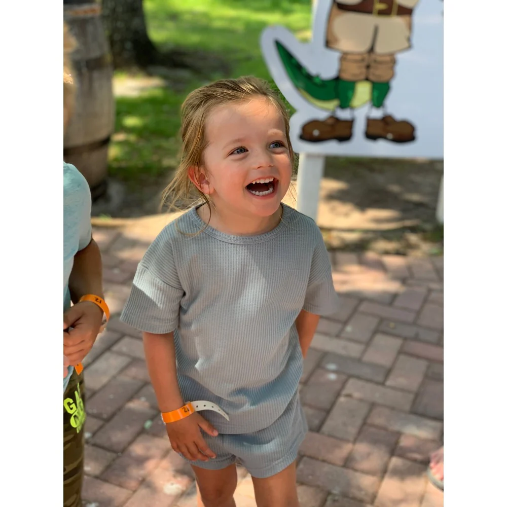 Three Little Tots - Summer Waffle Toddler Top & Bottom Set - Image 3
