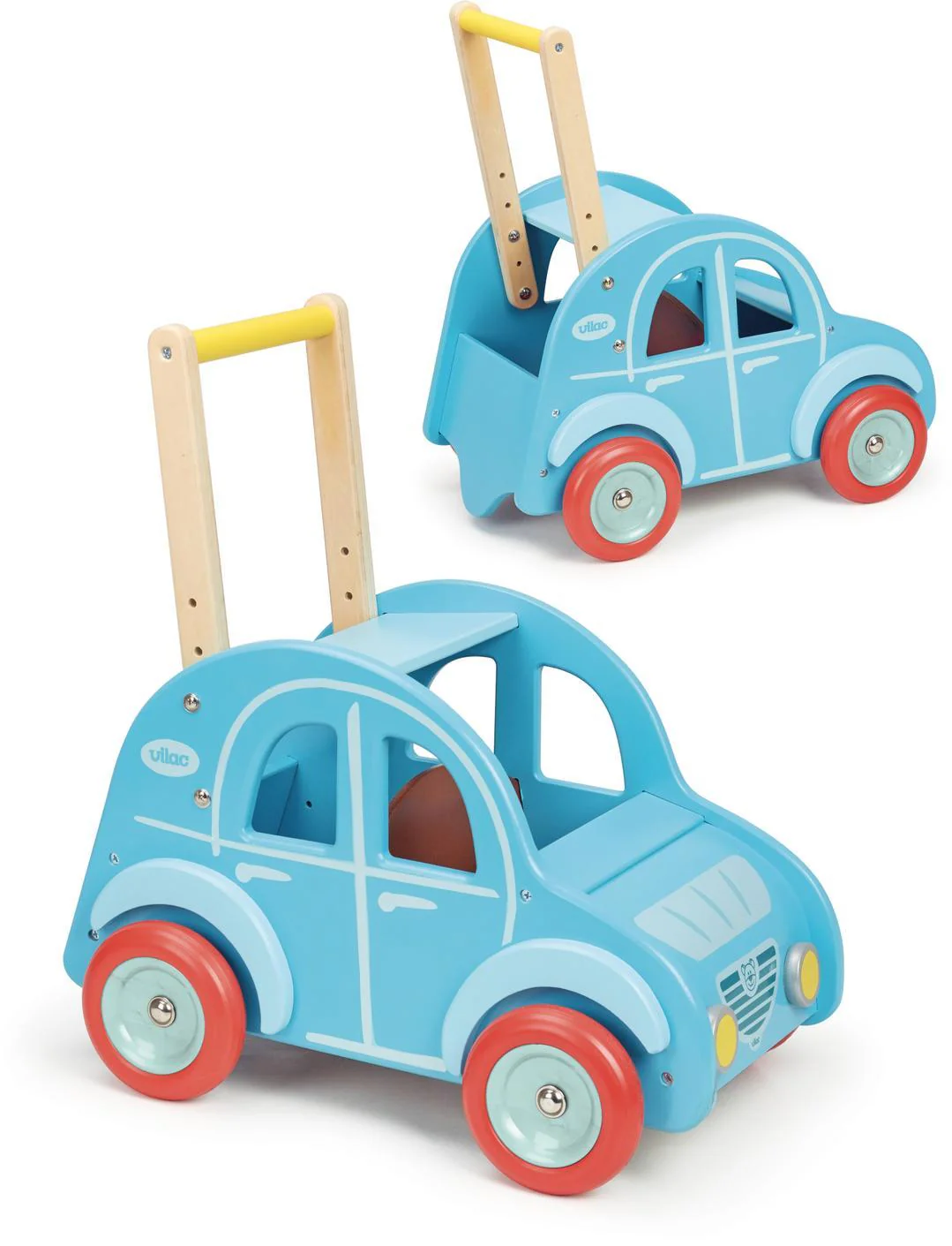 Vilac - Blue Ride On Wooden Walking Car - Image 3