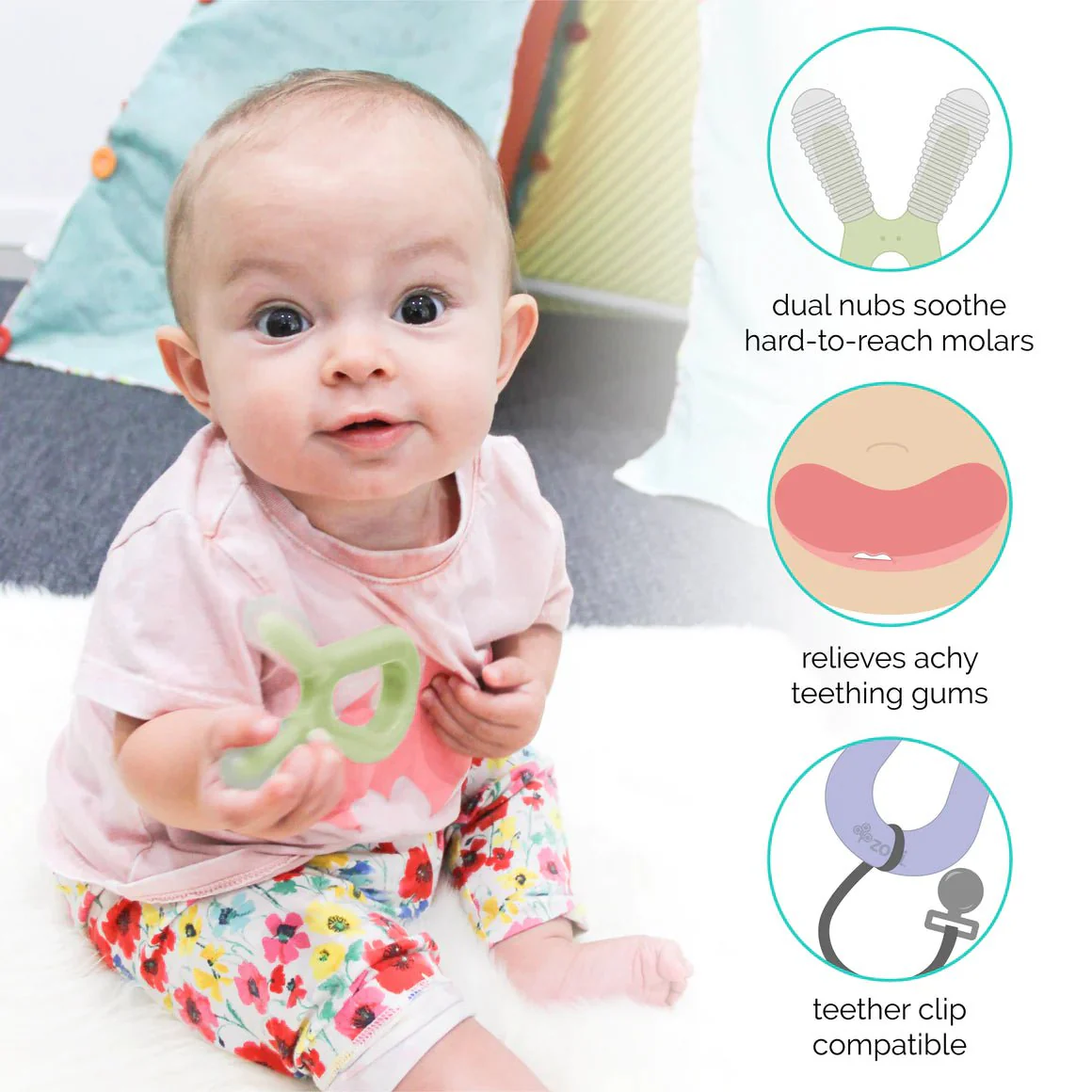 Zoli - Dual-Nub Teether - Bunny (2PK) - Image 2