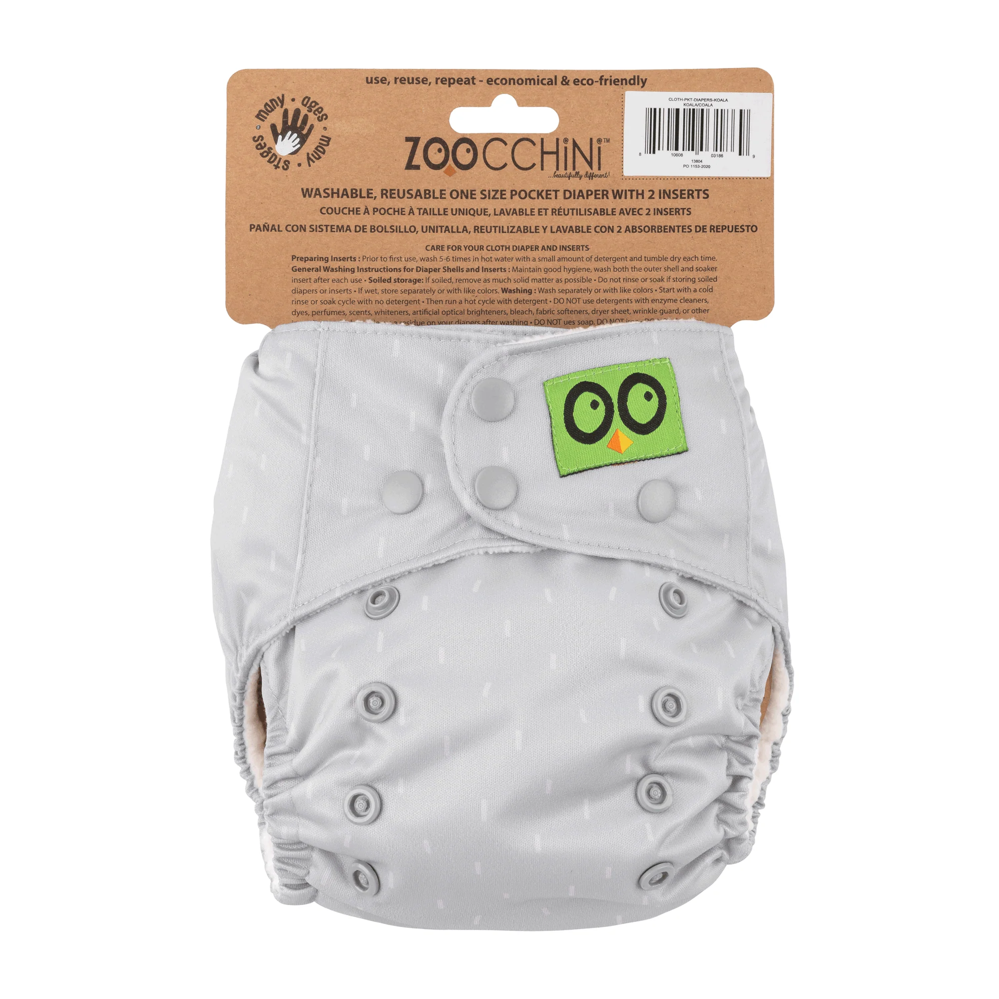Zoocchini - Reusable Pocket Diaper with 2pk Insert - Image 3